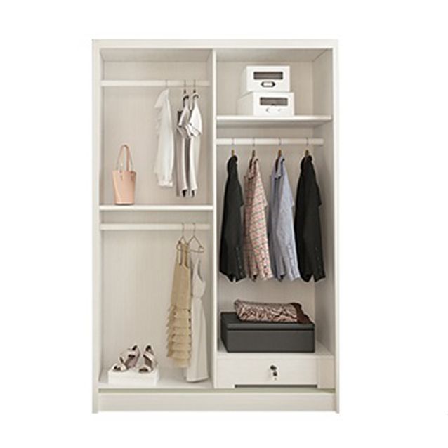 Contemporary Style Wardrobe White Colour Wooden Bedroom Wardrobe Closet