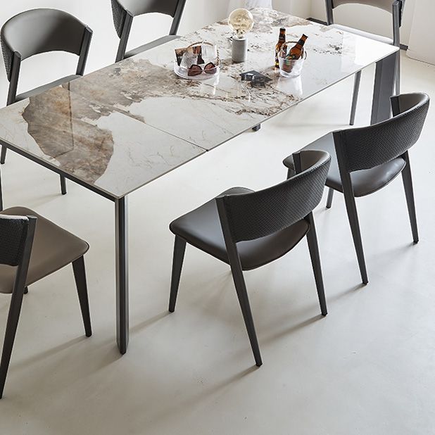 Industrial Armless Kitchen Dining Side Chair Faux Leather Side Chair