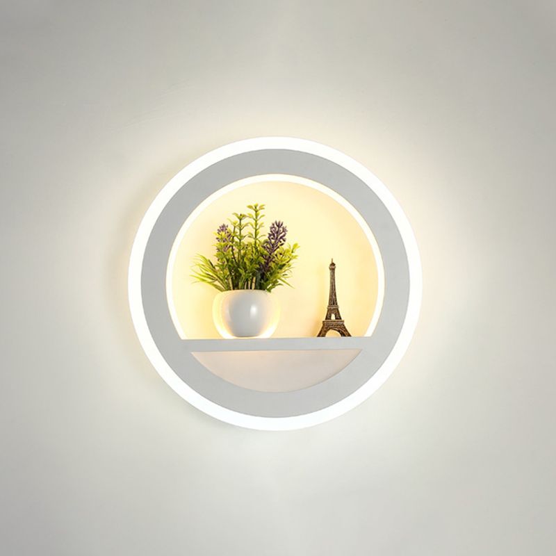 Nordic LED Wall Light Sconce Black Round/Elephant/Giraffe Ultrathin Wall Mounted Lamp with Acrylic Shade in Warm/White Light