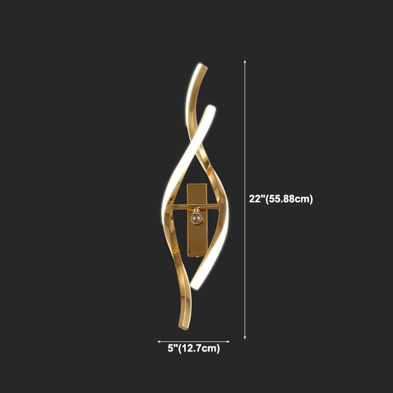 Linear Shade Metal Wall Sconce Modern Style 2 Lights Wall Mount Lighting in Gold