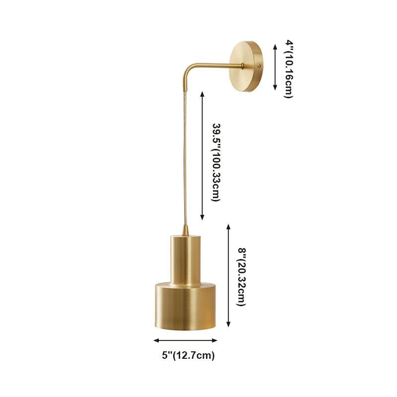 Metallzylinderwandmontaglampen Moderner Stil 1 leichte Leuchtenleuchten in Gold