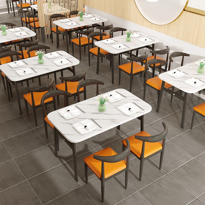 Contemporary White Rectangle Wooden Dining Table with 4 Foot