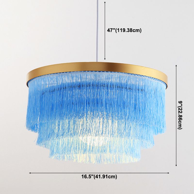 Kreisförmige Stoff hängende Lichter moderner Stil 1-Licht-Anhänger Lampenleuchten