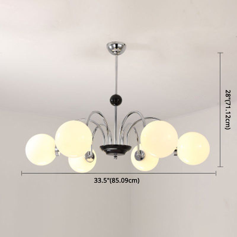 Globe Chandelier Lighting Fixtures Modern White Glass Suspension Light for Bedroom
