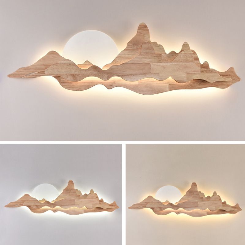 Wooden Wall Sconce Modern Style LED Wall Mount Lamp with Acrylic Shade for Bedroom