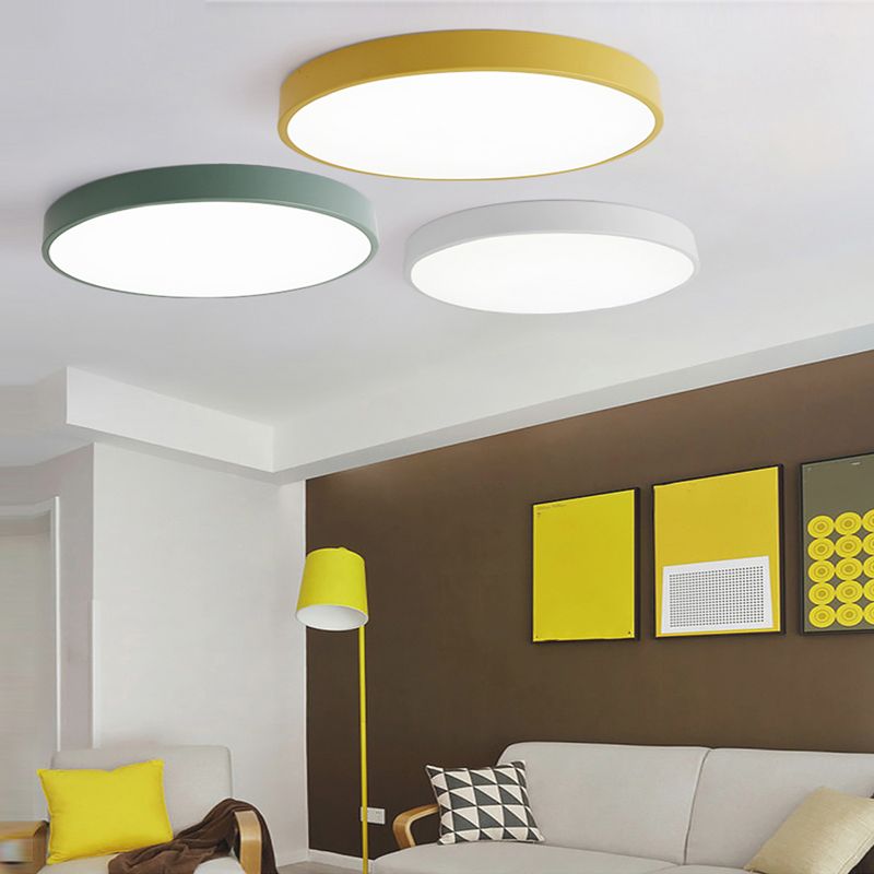 Modern Macaroon Style Led Flush Ceiling Lights Round Shape Acrylic Flush Mount Lights