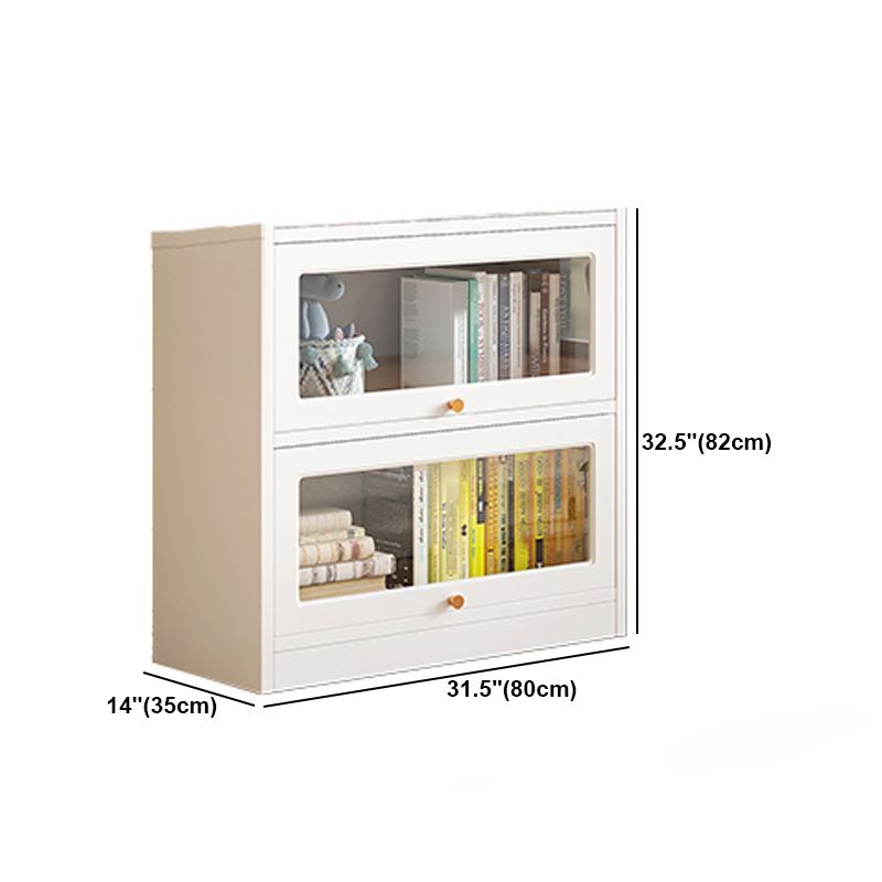 White Bookshelf Contemporary Style Bookcase with Door for Home Office