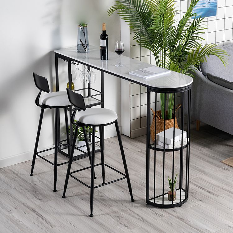 Modern 1/3 Pieces Bar Table Set Stone Counter Table with High Stools for Living Room