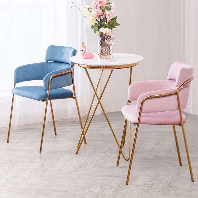 Sillas de comedor de terciopelo Glam, silla lateral de comedor con respaldo abierto para uso en restaurantes