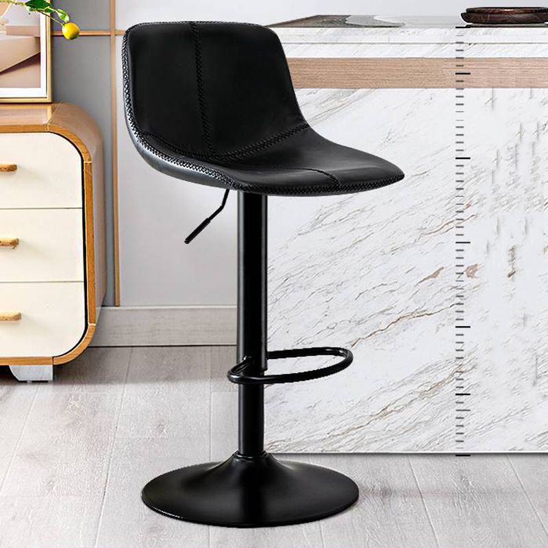 Modern Home Adjustable Height Barstool Matte Finish Leather Swivel Stool