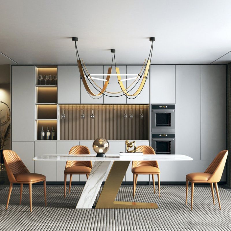 Modern 1/5/7 Pieces Rectangle Dining Set Sintered Stone Top Dinette Table Set