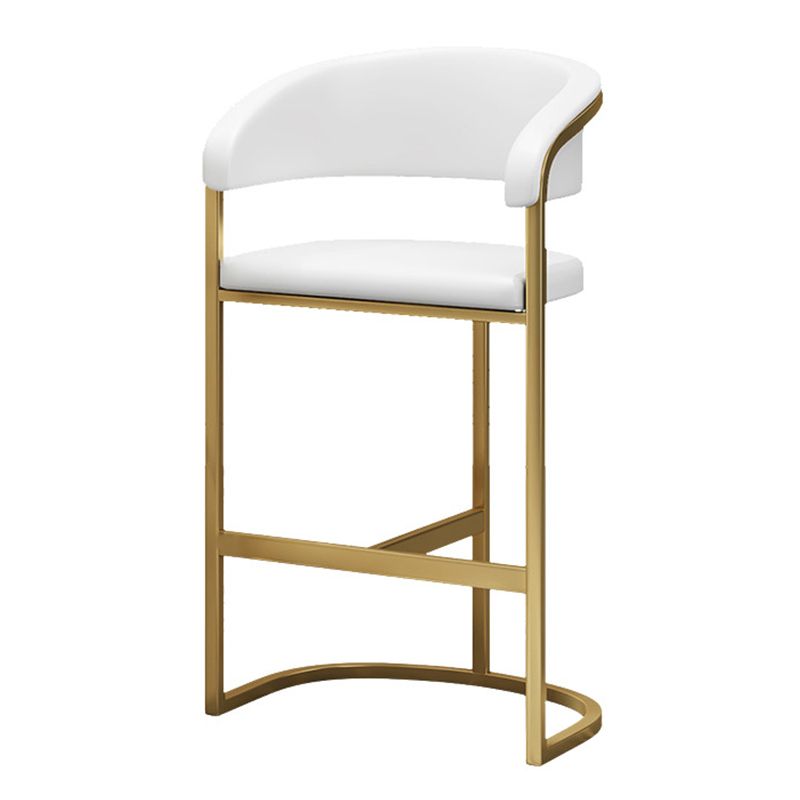 Glam Armrest Backrest Counter Stool Iron Bar Stool with Leather Cushion and Pedal