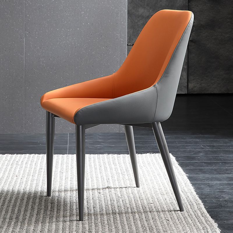 Industrial Style Arm Chair Faux Leather Parsons Chairs for Bedroom