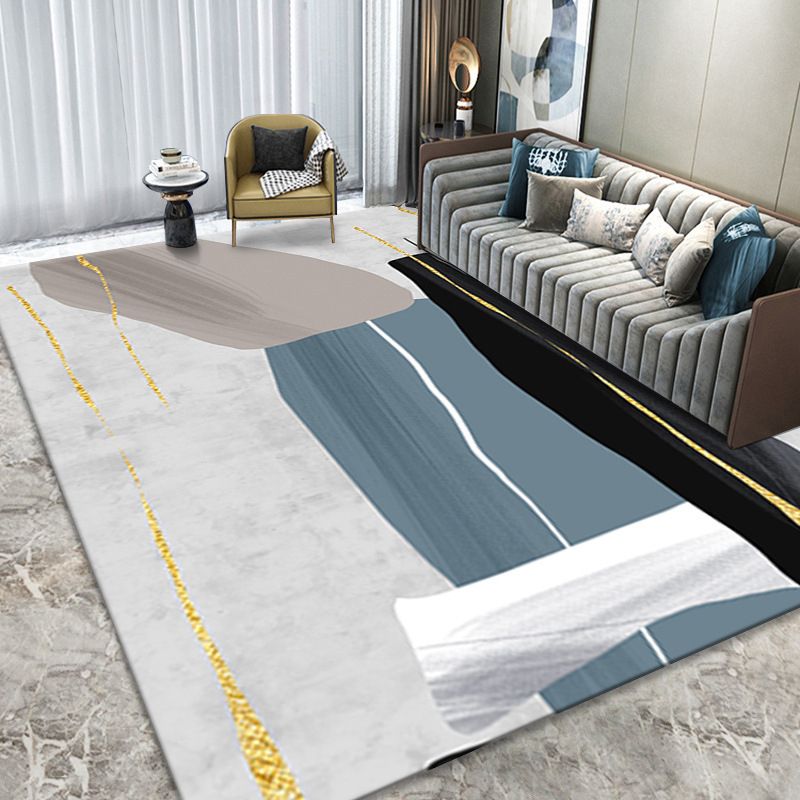 Tapis contemporain gris clair, bloc de Polyester de couleur, lavable, pour la décoration de la maison