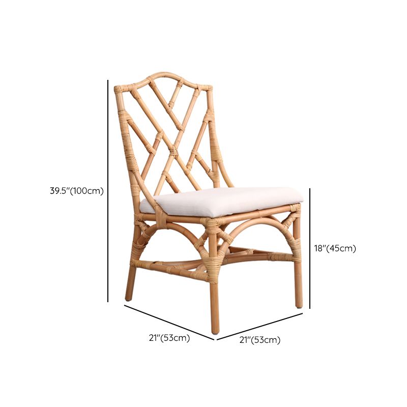 Modern Indoor Wicker Cross Back Upholstered Dining Side Chair