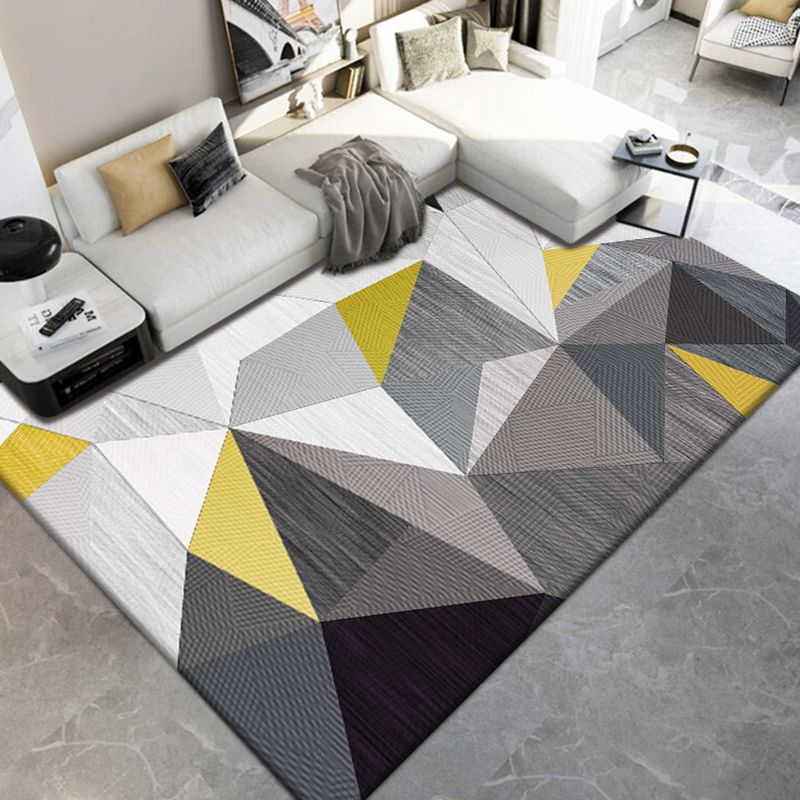 Chic Modern Area Carpet Geometric Print Polyester Area Rug Non-Slip Backing Rug for Home Decor