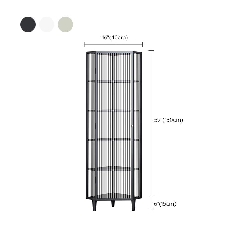 Industrial Curio Cabinet Metal Display Cabinet with Doors for Dining Room