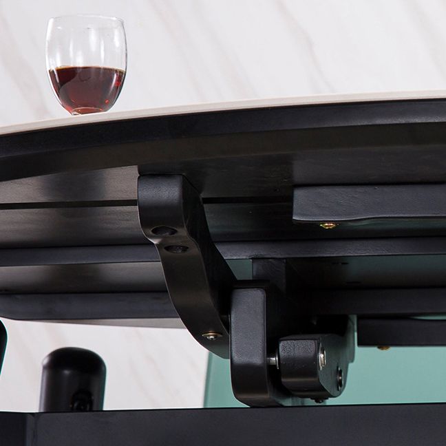 Round Stone Dining Table Modern Extendable Dining Table with 4 Legs in Matte Finish