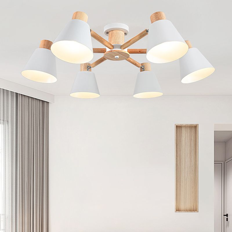 Multi Light Cone Hanging Pendant Modern Macaron Style Metal Hanging Lighting for Bedside