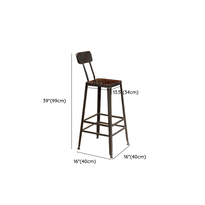 Industrial Armless Dining Stool Low Back Bar Stool with Metal Base