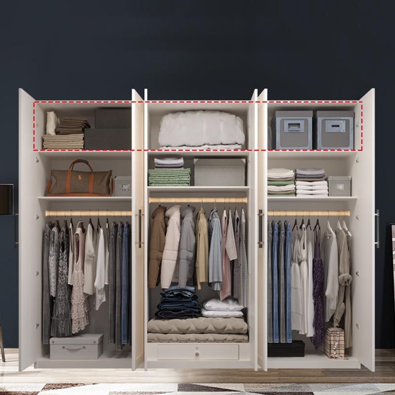 White Wardrobe Cabinet Engineered Wood Wardrobe Armoire for Home