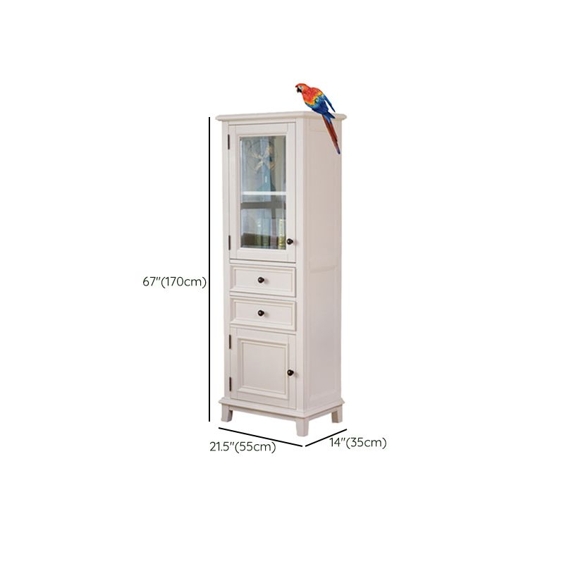 Contemporary Solid Wood Side Cabinet 2-Door and 2-Drawer Water Resistant Chest in White