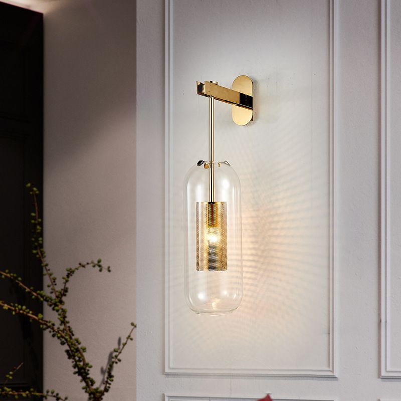 Modern Style Tubular Wall Lamp Light Glass 1 Light Wall Mounted Lighting