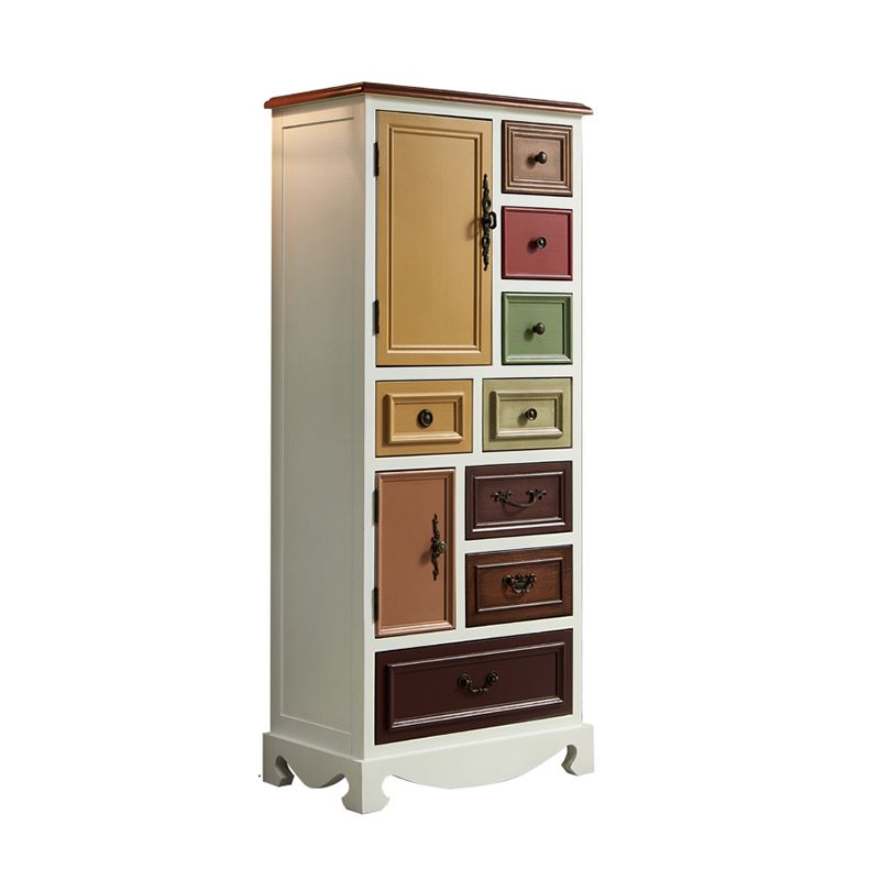 Industrial Accent Cabinet with 8 Drawers and 2 Doors in Solid Wood