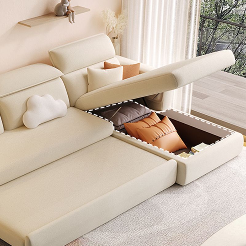 Scandinavian Fabric Sofa Bed Cushion Back Flared Arms with Storage Sleeper Sofa