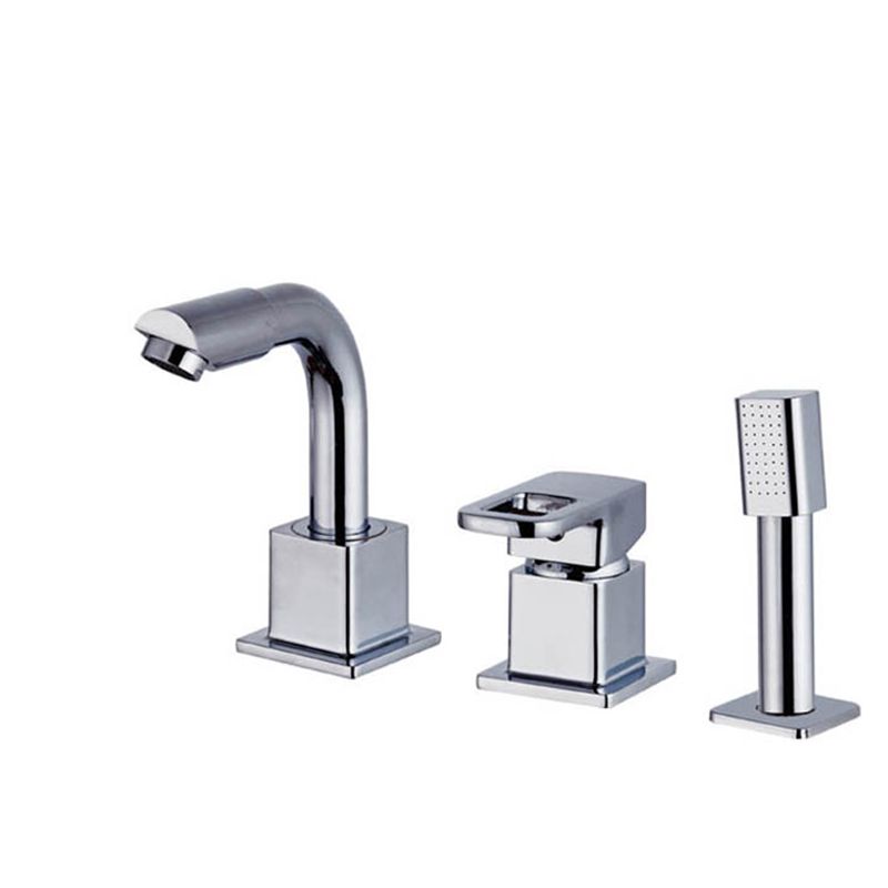 Chrome Bath Faucet Trim with Lever Handle Deck Mount Tub Faucet