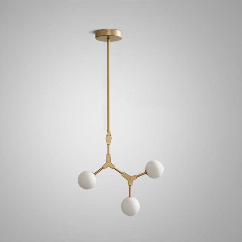 Gold Modern Branch Branch Molecular lampadario molecolare Bianco di vetro Blaccia Aibero appeso per la sala da pranzo in cucina