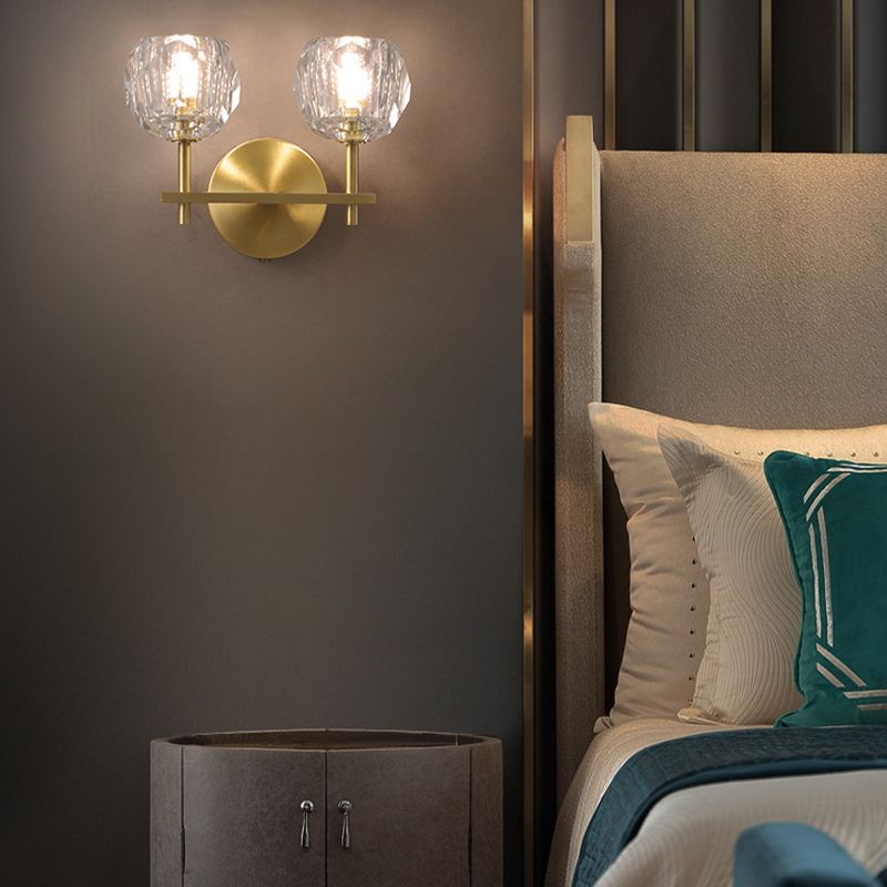 Moderne Messing Wandleuchte Globus Gold Wandleuchten mit Kristall für Schlafzimmer