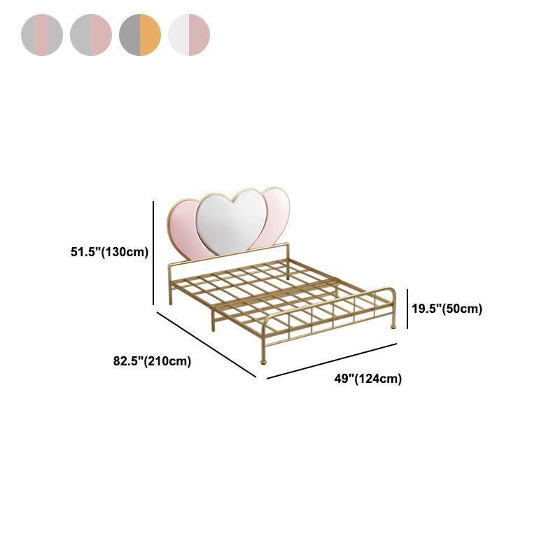 Metal Panel Bed Glam 51" Tall Standard Bed with Upholstered Headboard