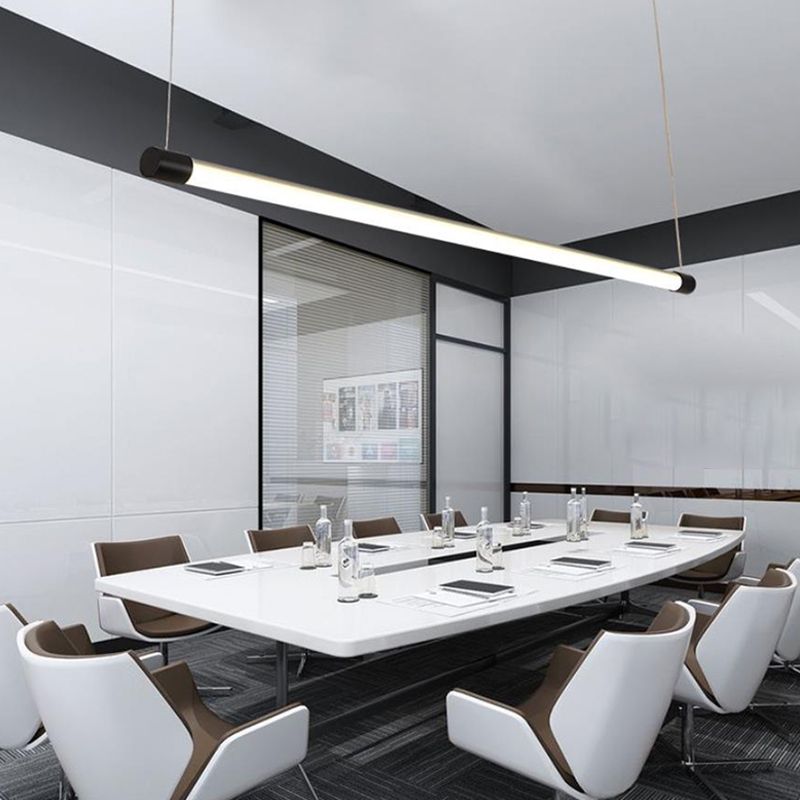 Metal Tube Shaped Led Pendent in Modern Style 30W Led Suspended Lights for Office Conference Room
