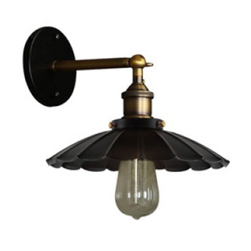 Industrial Style Wall Sconce Metal 1 Light Sconces in Black for Bedroom