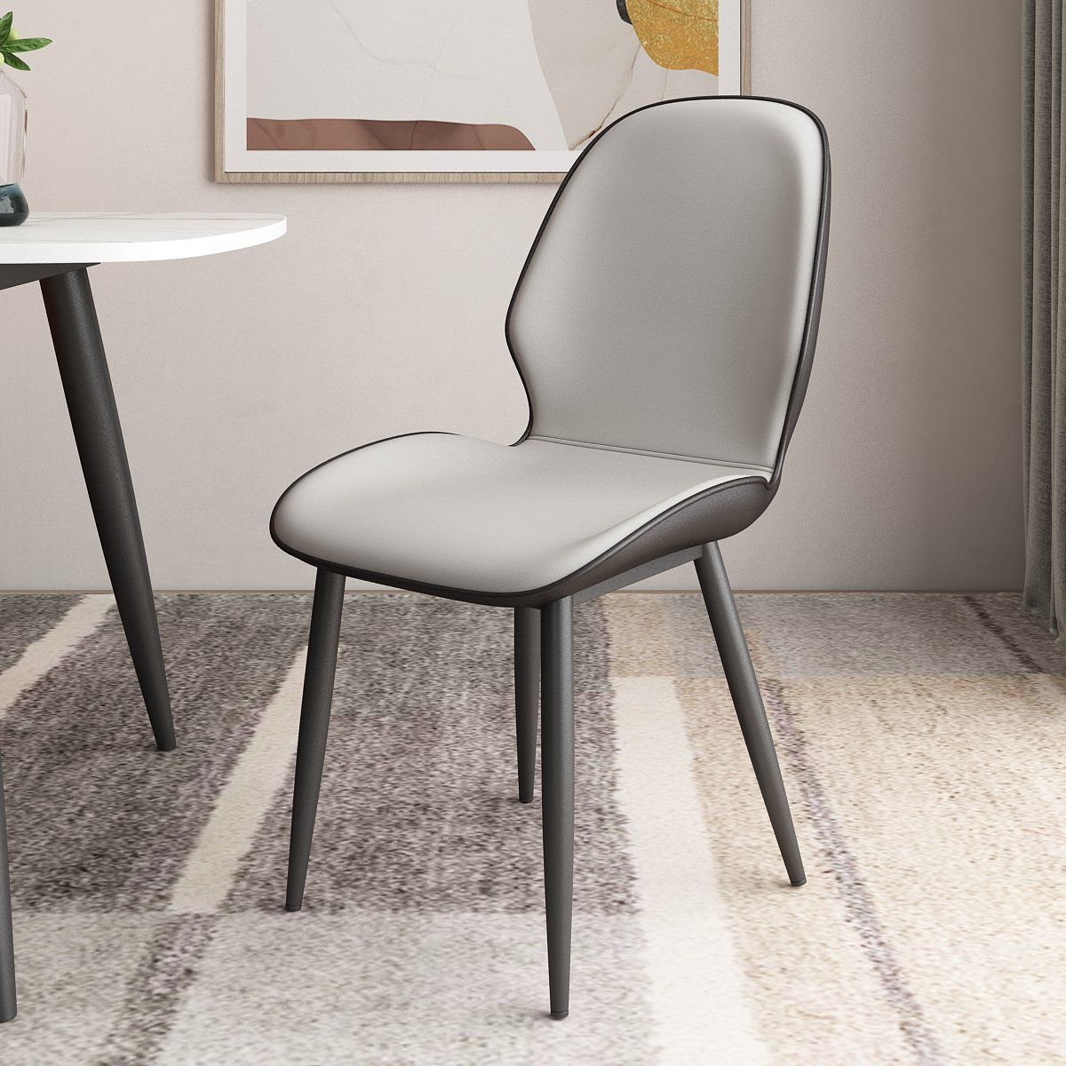 La salle à manger contemporaine en métal préside les chaises sans bras de salle à manger en cuir d'unité centrale pour l'usage d'intérieur