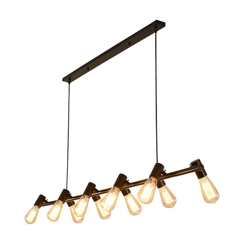 Industrial Style Iron Hanging Lamp Strip Shape Island Light Fixture for Dining Table