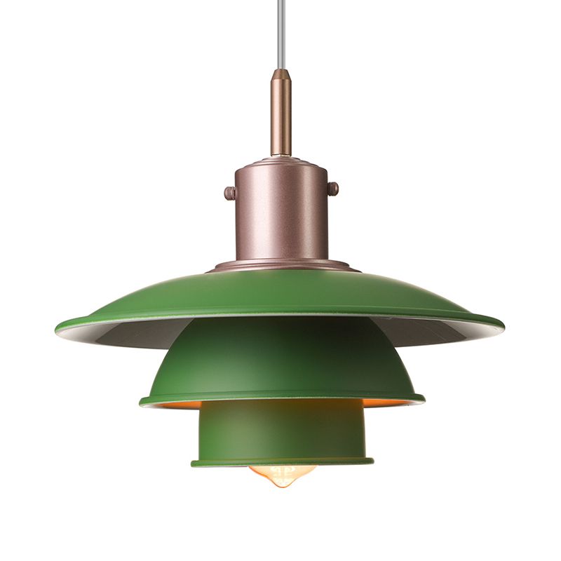 Luminaire suspendu en couches Nordic Metallic 1 Head Living Room Pendant lampe en noir / argent