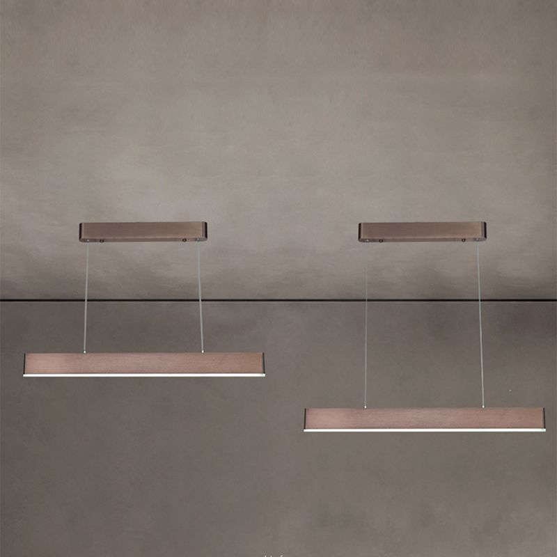 Modern Aluminum Island Light Rectangle 1-Light Restaurant Hanging Lamp with Acrylic Shade