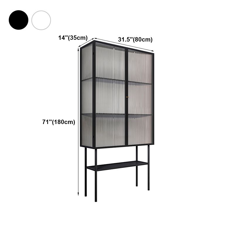 Glass Door Iron Sideboard Modern Server Cabinet with Storage for Living Room Kitchen
