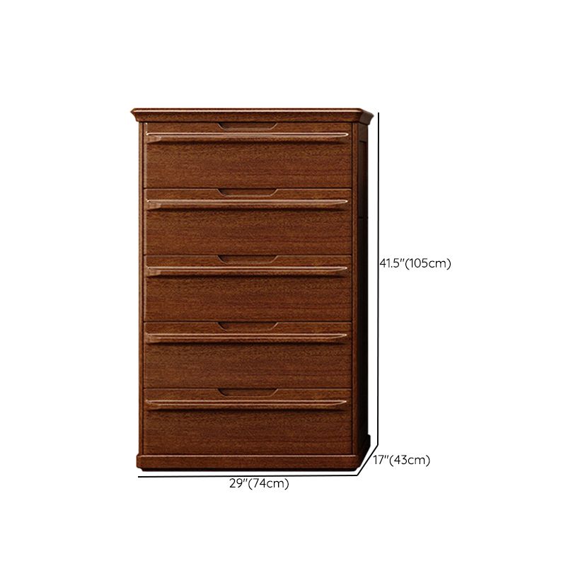 Contemporary Home Wooden Storage Chest Vertical Chest in Brown with Drawers