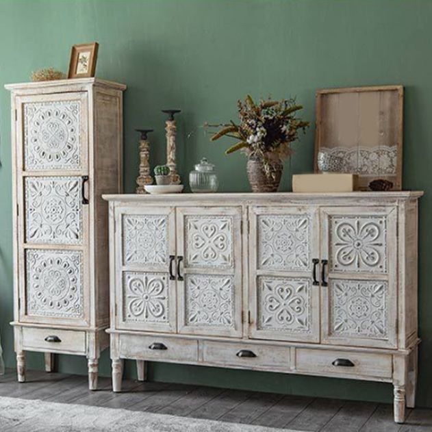 Industrial Accent Cabinet with Legs and Wooden Shelf Distressed Wood Cabinet