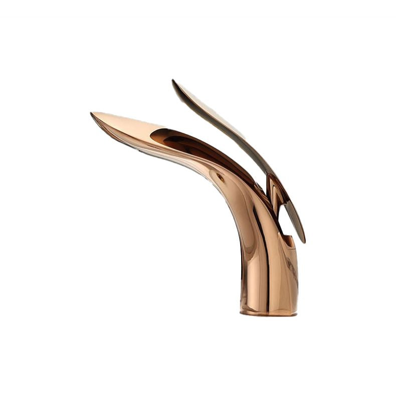 Brass 1 Hole Basin Faucet Lever Handle Sink Faucet Circular Modern Faucet for Bathroom