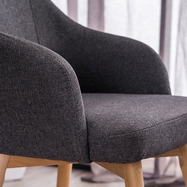 Scandinavian Upholstered Home Arm Chair Solid Back Matte Finish Dining Chair