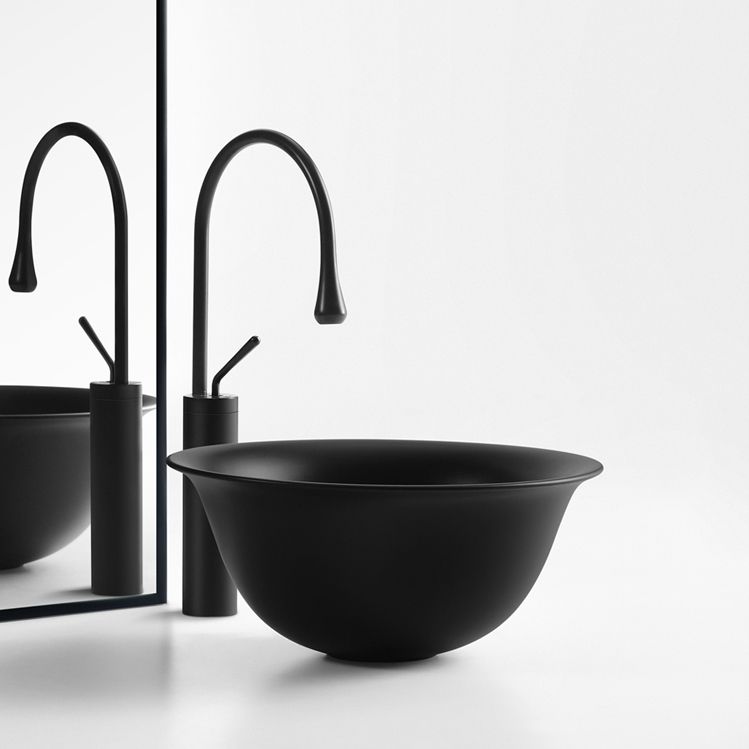 Modern Bathroom Sink Porcelain Round with Pop-Up Drain Vessel Bathroom Sink