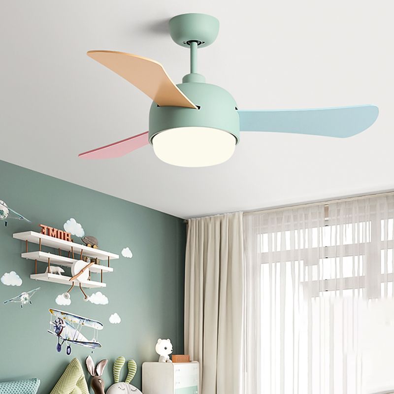 Metal Ceiling Fan Light Modern Style 1 Light Ceiling Fan Lamp for Children's Room