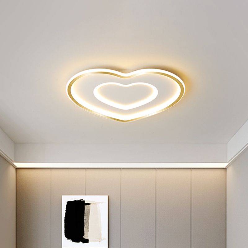 Extra Thin Star/Square/Triangle Flush Light Contemporary Metal Polished Gold LED Ceiling Mount Lamp for Baby Room
