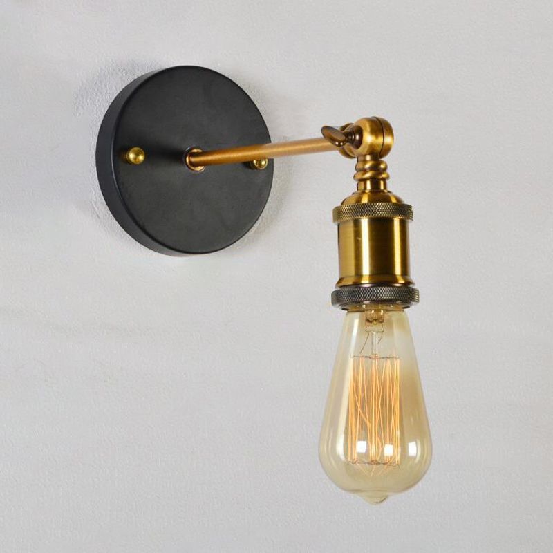 Armed Shape Wall Lamp Industrial Style Metal 1 Light Sconce in Brass