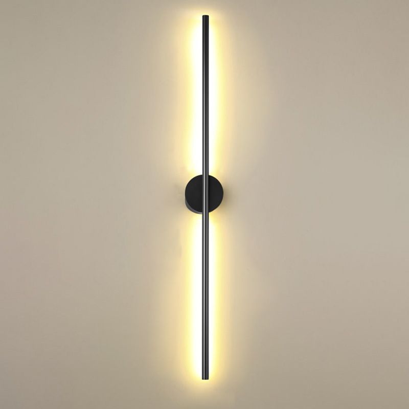 Black Rod LED Wall Lamp Fixture Simple Style Metallic Sconce Light for Living Room