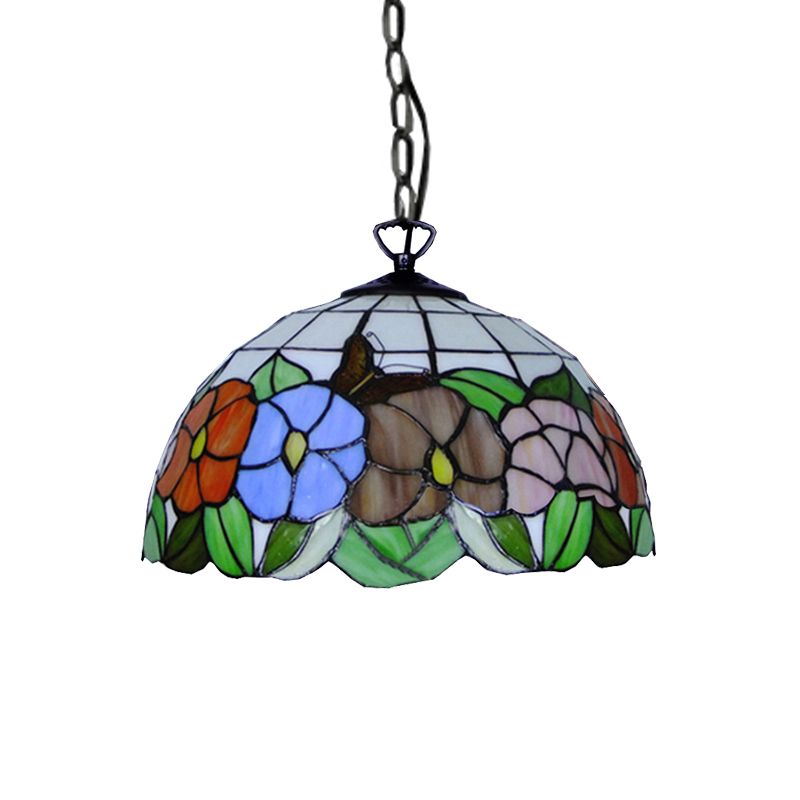 Hemisferio Down Lighting Style Tiffany 1 CABEZA ARTE NEGRO Glass Techo de vidrio Luz colgante, de 12 "/16" de ancho